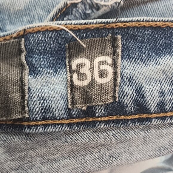 AHP Another Hype Piece Blue Denim Distressed Acid Wash Stretch Skinny Jean 36x34 - Picture 14 of 16